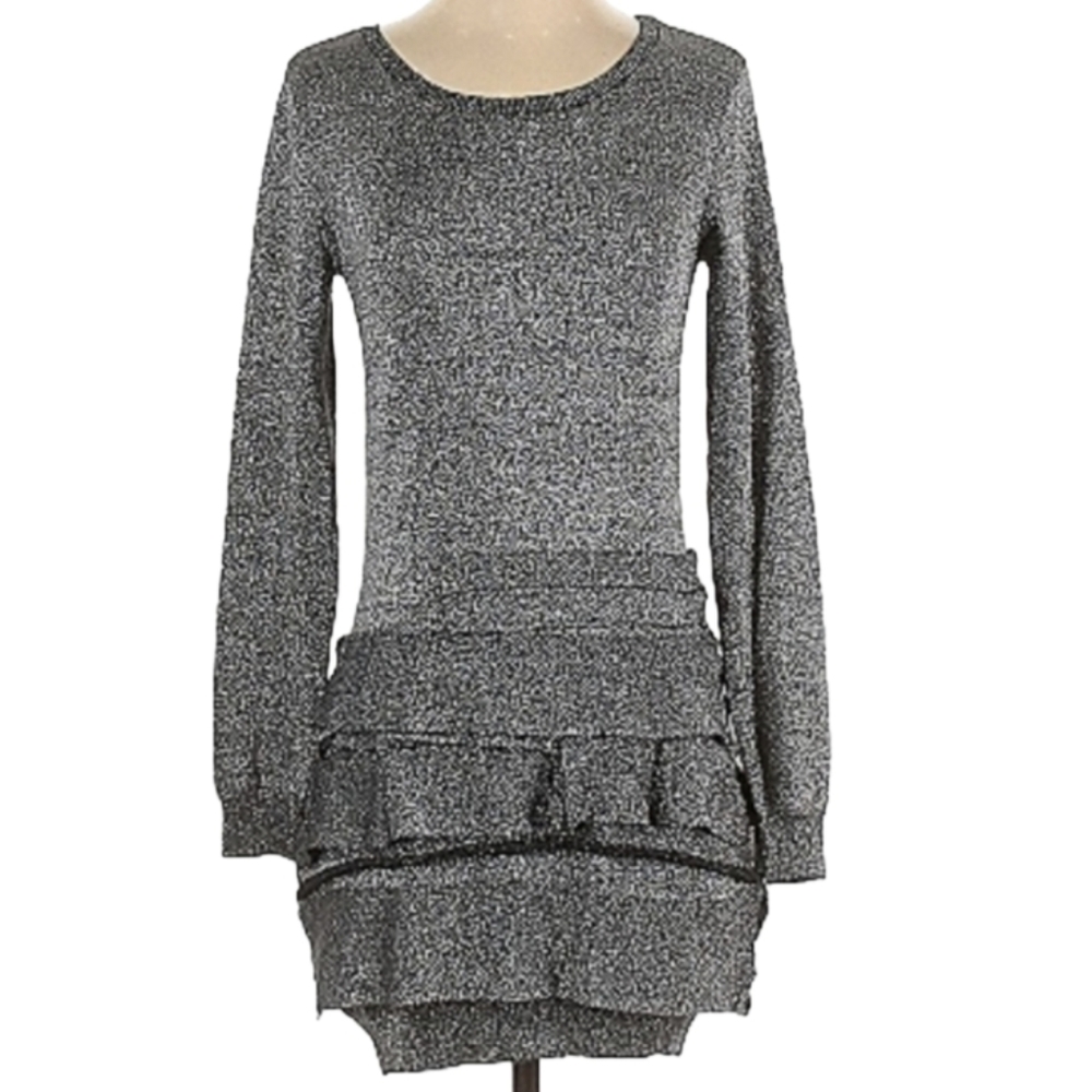 BCBGMAXAZRIA Womans Silver Metallic Holiday Cocktail Party Dress Size XS